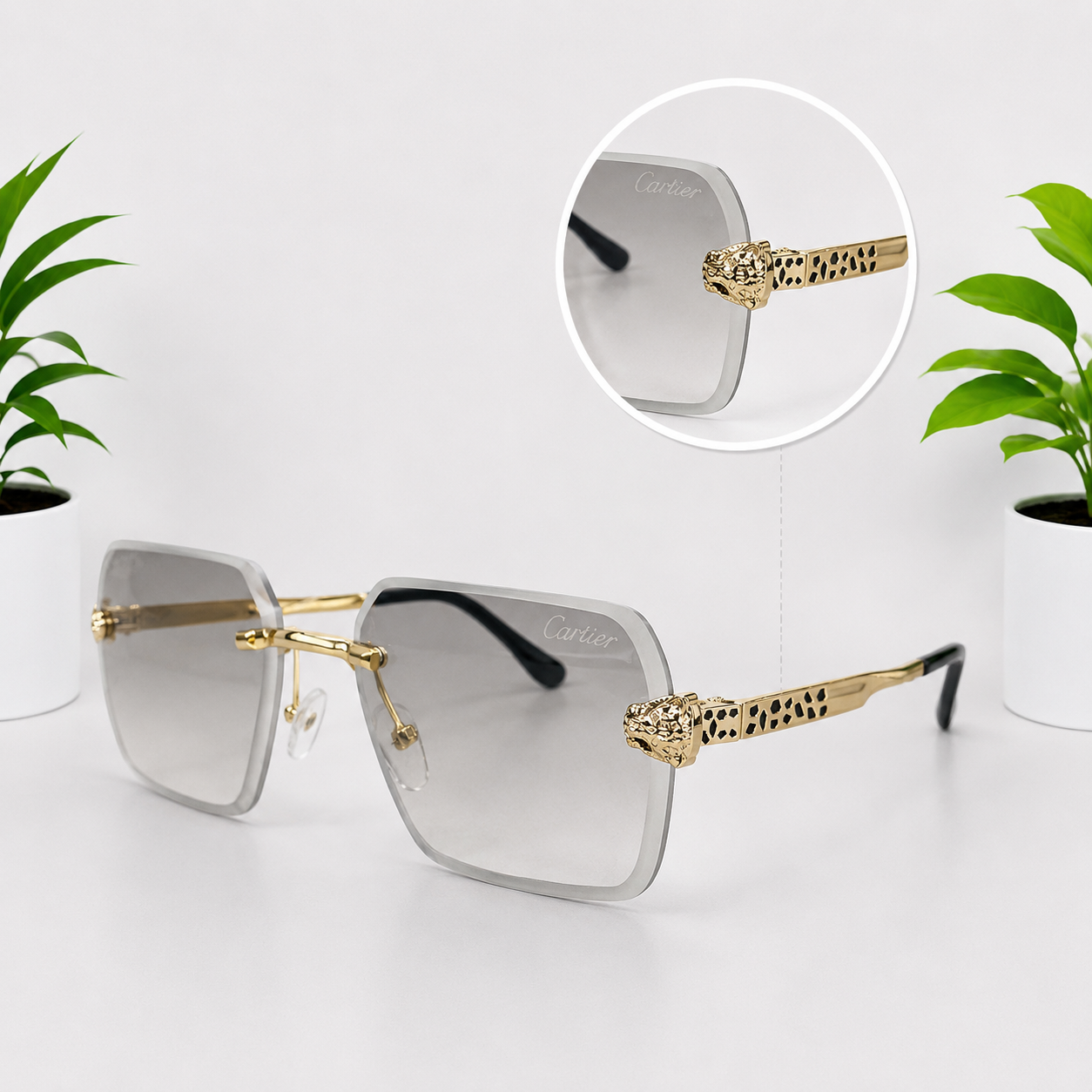 Cartier Rectangle Frame Rimless